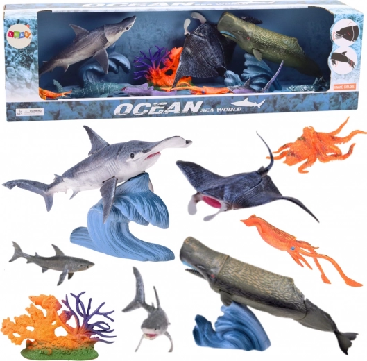 Set de figuras de animales marinos con elementos móviles