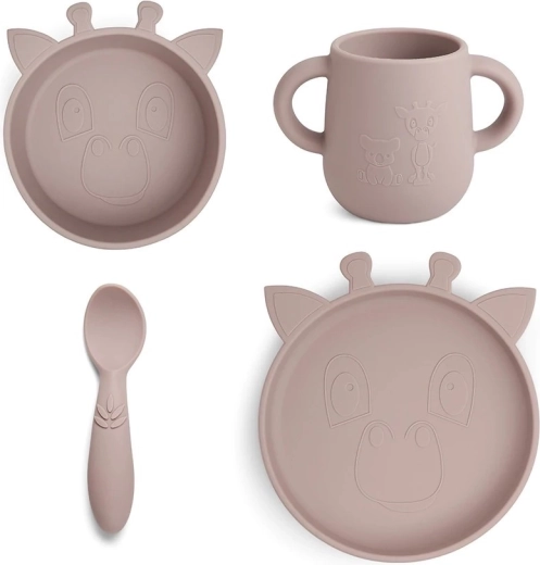 Nuuroo Lykke set de comedor de silicona Giraf woodrose
