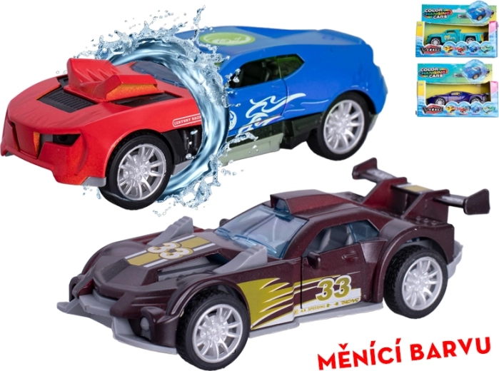Coche metálico de 12 cm con volante de inercia y cambio de color