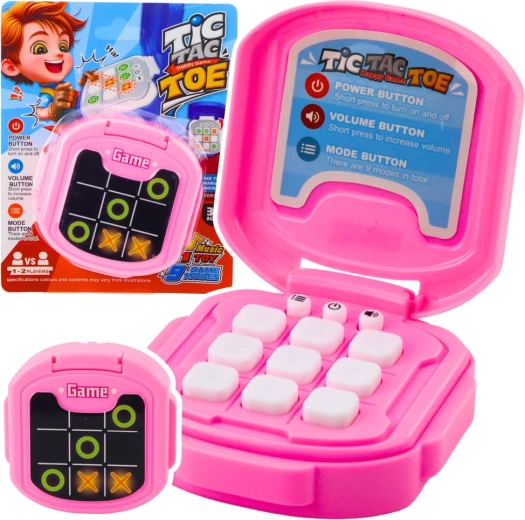 Juego electrónico tres en raya TIC TAC TOE, 9 modos, rosa