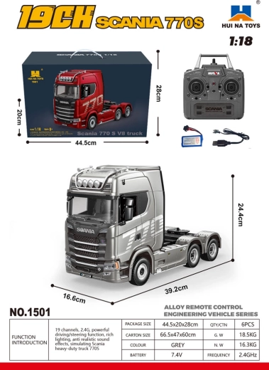 Camión teledirigido SCANIA 770S 1:18 rojo
