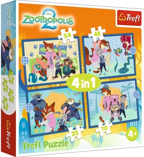 Puzzle 4 en 1 Zootopia llena de aventuras