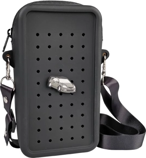 Gifty bolso bandolera crossbody de silicona negro con pin decorativo