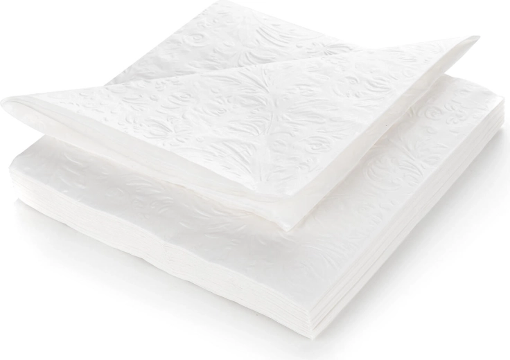 Servilletas de mesa de papel 33 × 33 cm, blancas, de 3 capas (20 uds)