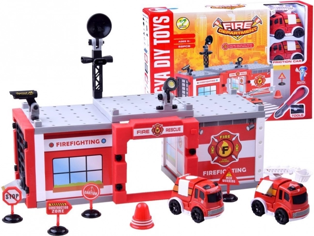 Kit de construcción de estación de bomberos, 59 piezas