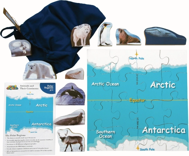 Just Jigsaws regiones polares y sus animales – puzle de madera, 16 piezas y 10 animales