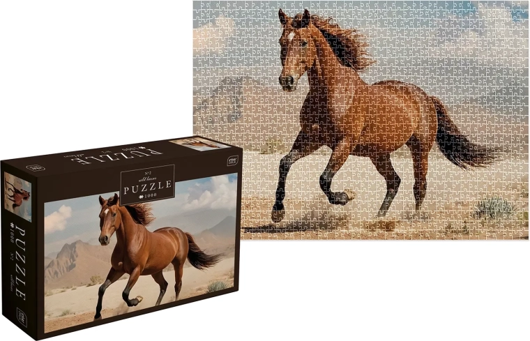 Puzzle Wild Horses: caballo salvaje marrón 1000 piezas