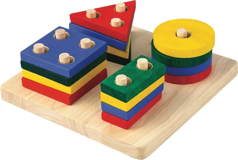 Tablero apilable de madera con formas geométricas PlanToys