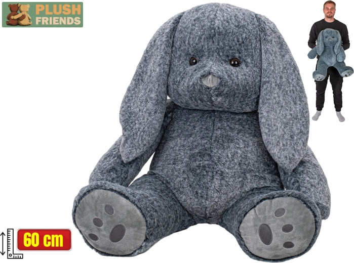 Conejito de peluche sentado 60 cm gris Plush Friends
