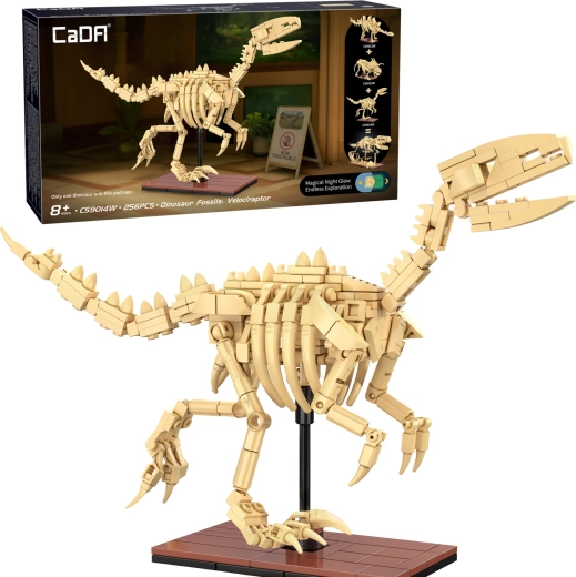 Set de construcción CaDA fósil de dinosaurio: Velociraptor, 256 piezas