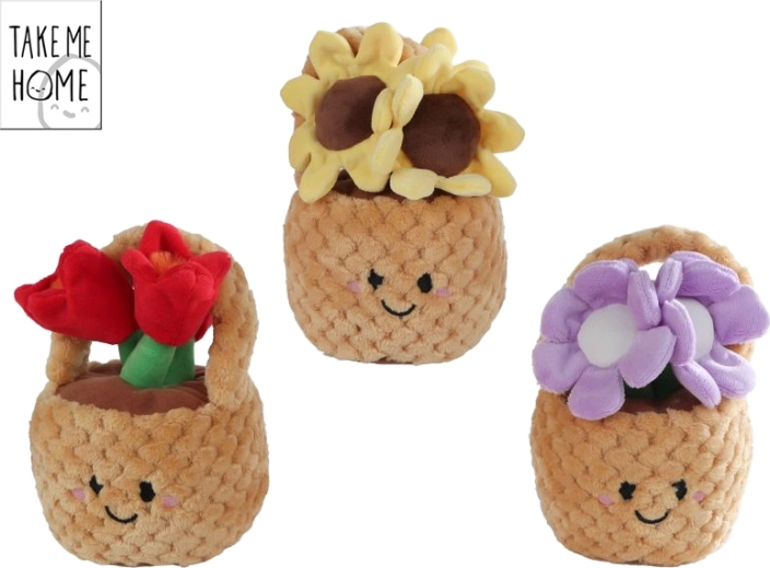 Cestita de peluche con flores 18 cm