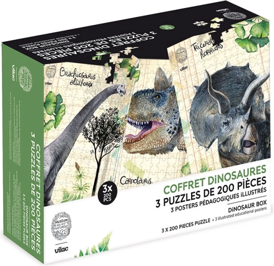 Vilac set de tres puzles con dinosaurios