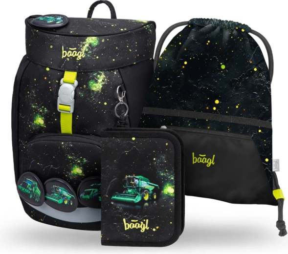 Set escolar BAAGL Airy Tractor – mochila, estuche y bolsa GRS