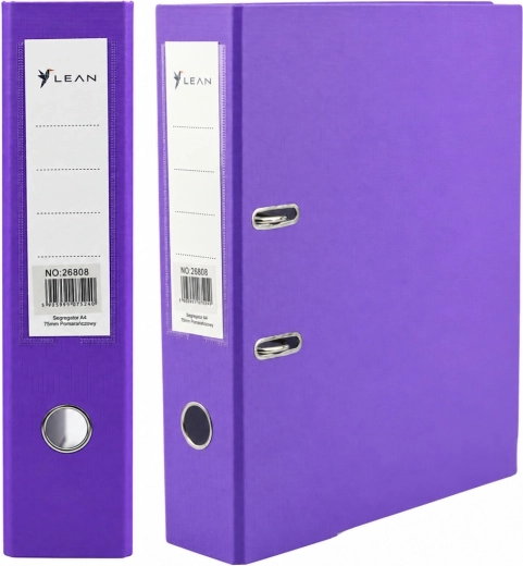 Archivador morado para documentos A4 de 80 mm con mecanismo de palanca