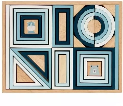 Bloques de construcción de madera Goki azul pastel, 38 piezas