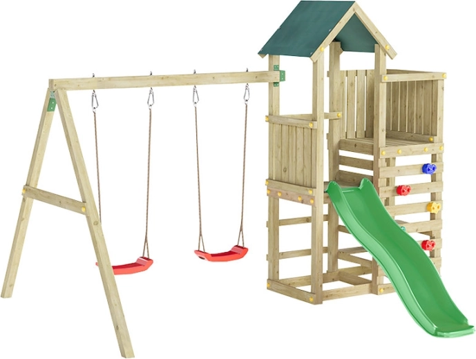 Parque infantil de madera Marimex Play Basic con tobogán verde