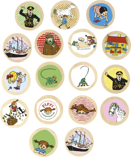 Juego de memoria de madera tipo pexeso Pippi Longstocking