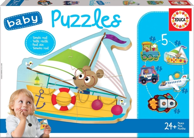 Baby puzzle Animales en medios de transporte 5 en 1