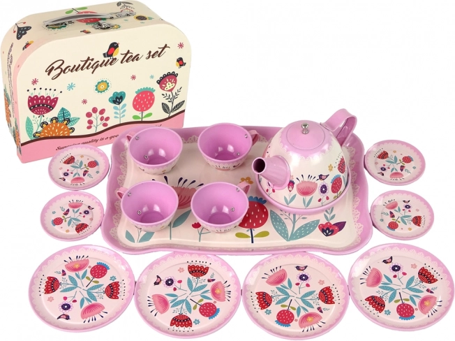Set infantil de té y café rosa en maletín