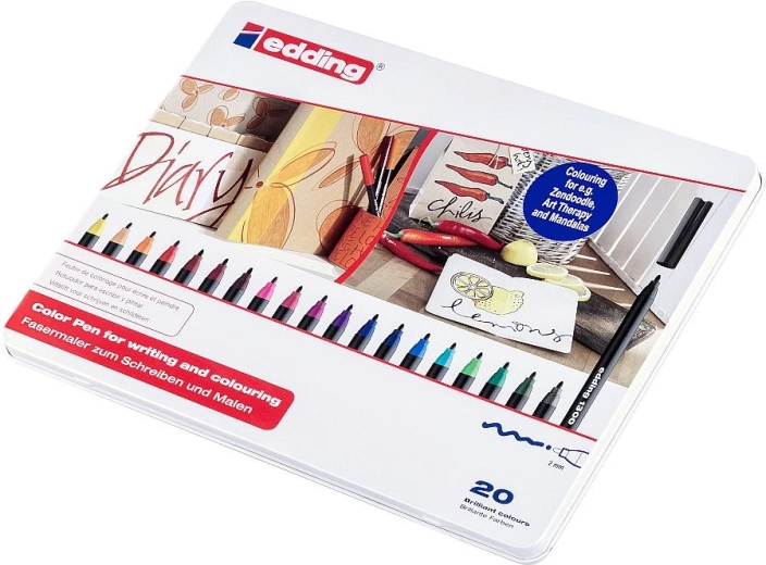 Rotuladores edding 1300 – set de 20 colores en caja metálica