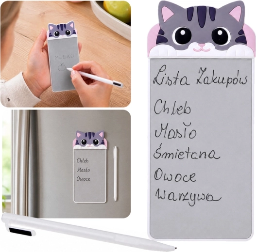 Bloc de notas magnético para la nevera con gato y lápiz óptico - 1 pieza