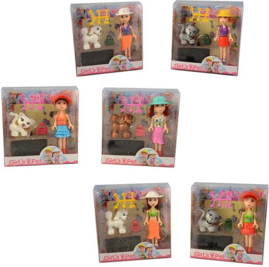 Mini set de juego con muñeca y mascota de peluche 12 cm - 1 unidad