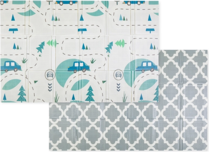 Petite&Mars alfombra de juego plegable de espuma campy l 130 × 200 cm cars & arabesca