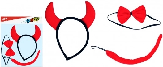 Set de carnaval infantil de diablito – diadema con cuernos, colita y pajarita