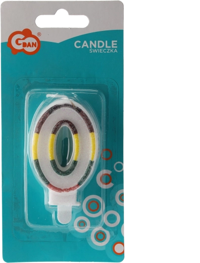 Vela para tarta número 0 dorada con purpurina 8 cm
