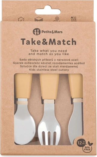 Petite&Mars set de cubiertos infantiles Take&Match Intense Ochre 12m+