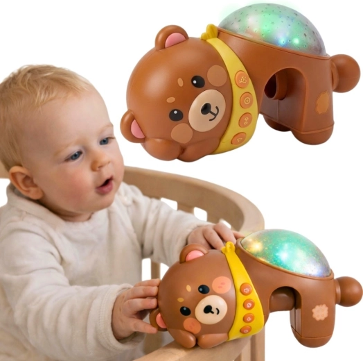 Proyector nocturno con forma de osito Woopie Baby con melodías para la cuna