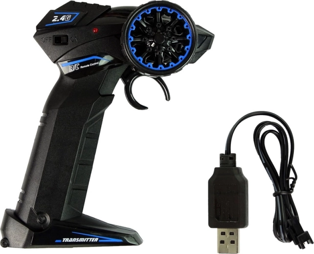 Cómodo mando tipo pistola + carga USB