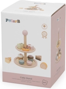 Soporte escalonado de madera con pastelitos