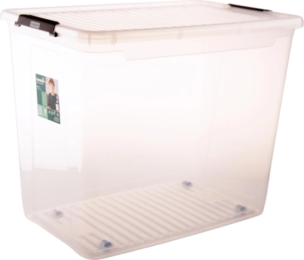 Caja de almacenamiento de 74 l con tapa y ruedas