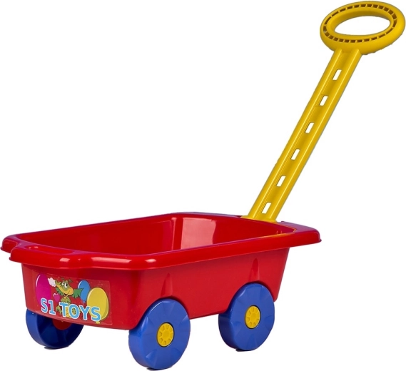 Carrito infantil de plástico con asa de arrastre 45 cm – rojo