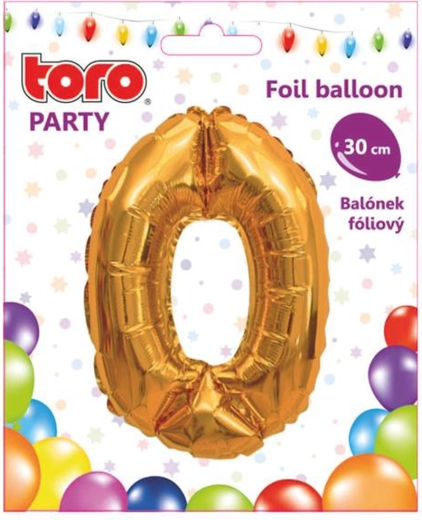 Globo de foil número 0, 30 cm, dorado TORO