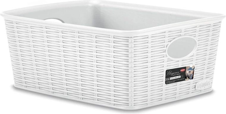 Cesta Elegance de plástico blanca 25 × 19,5 × 10 cm