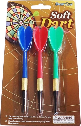Dardos de colores con punta de plástico para dianas electrónicas - set de 3 uds