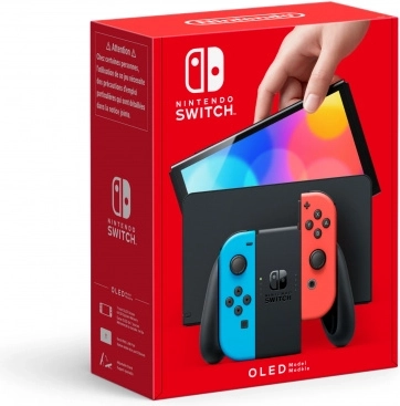 Nintendo Switch OLED modelo azul neón y rojo
