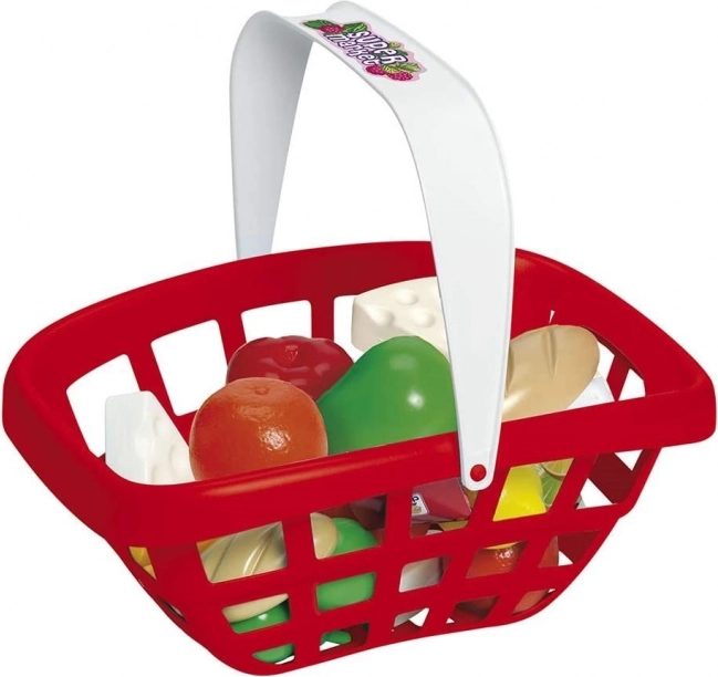 Chicos mi primera cesta de la compra con alimentos