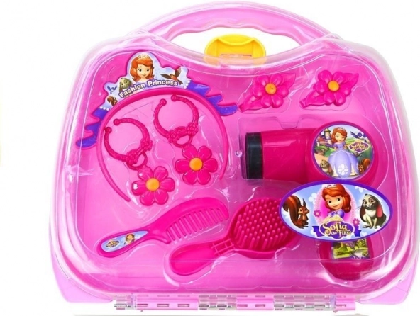 Maletín para una pequeña princesa – set de peluquería con secador, corona y joyas