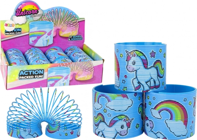 Resorte azul icónico con unicornio, relajante, 6 cm