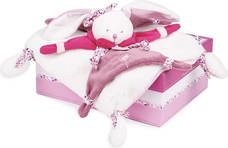 Set de regalo Doudou con conejito rosa de peluche tipo mantita de apego