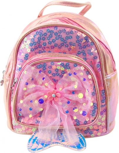 Mochila infantil rosa con lazo de tul