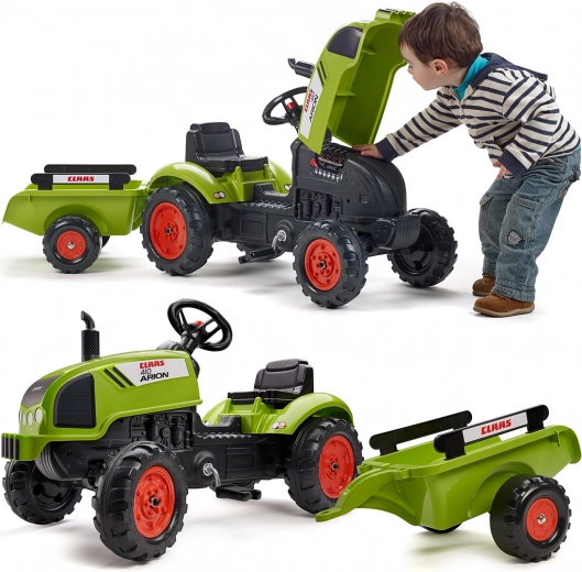 Tractor de pedales CLAAS con remolque y claxon a partir de 2 años