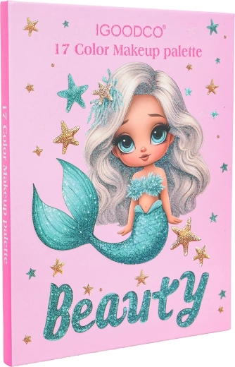 Set de maquillaje infantil de sirena en libro rosa