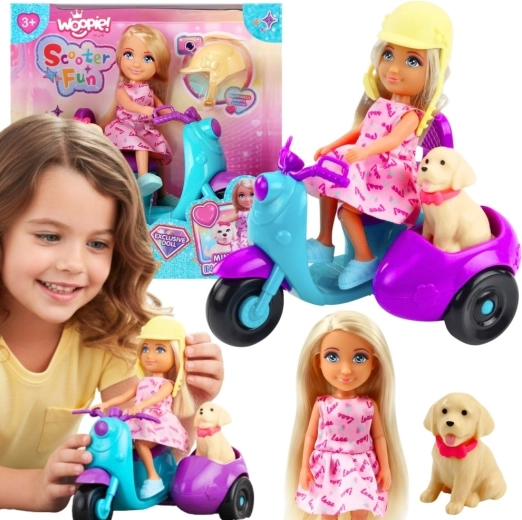 Muñeca Ankiki Woopie Royal con scooter y perrito