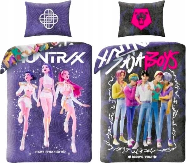 Ropa de cama reversible K-pop demon hunters Huntrix y Saja boys 140 × 200 cm