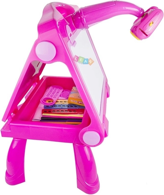 Pizarra rosa con proyector para dibujar y pintar