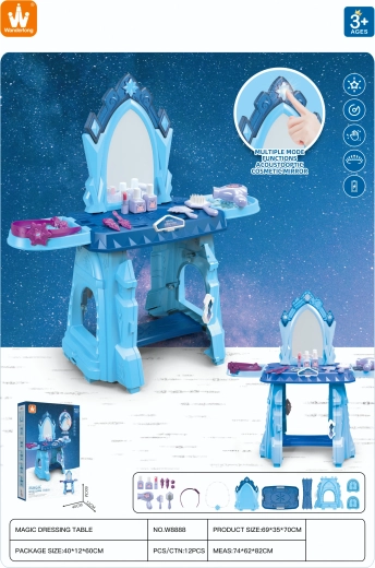 Tocador infantil con temática de castillo de hielo con accesorios